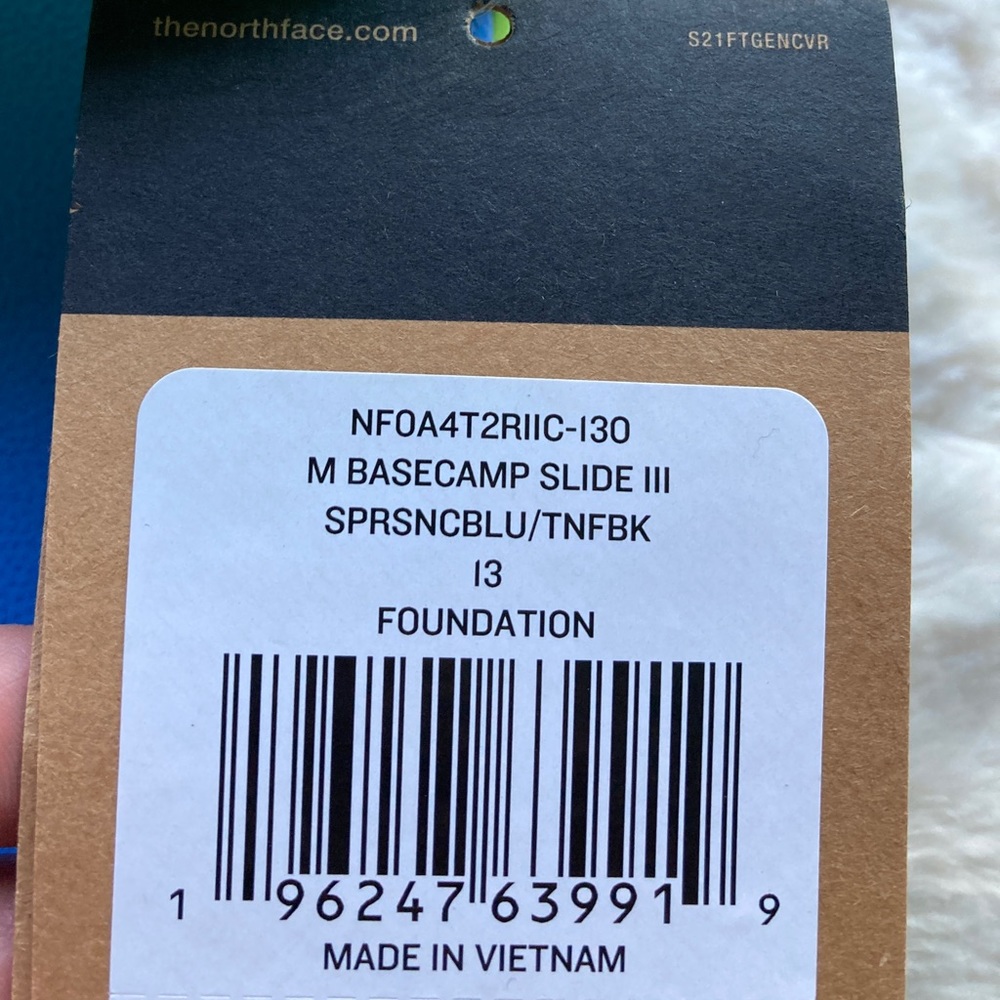 The North Face Men's Basecamp III Slides, Supersonic Blue, Green, Size 13, NWT - Picture 6 of 6